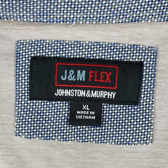 Johnston & Murphy Shirt Mens XL Button Up Flex Tan Geometric Accent Cuffs NWOT - Picture 10 of 10